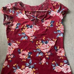 Maroon flower shirt